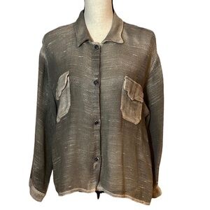 Avant Toi Liapull Khaki Open Knit Oversized Top Sz-S